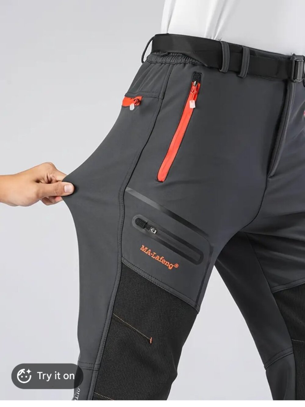 Ma-Lafeng NWOT Hiking Pants Cargo 38X28.5" Flat Streight Stretch Black
